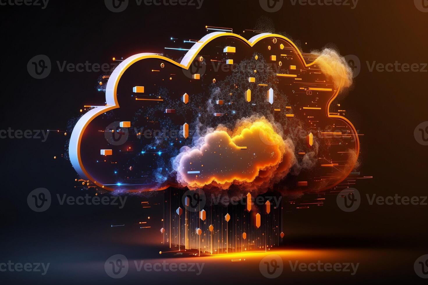 Database digital cloud storage computing technology concept illustration. photo