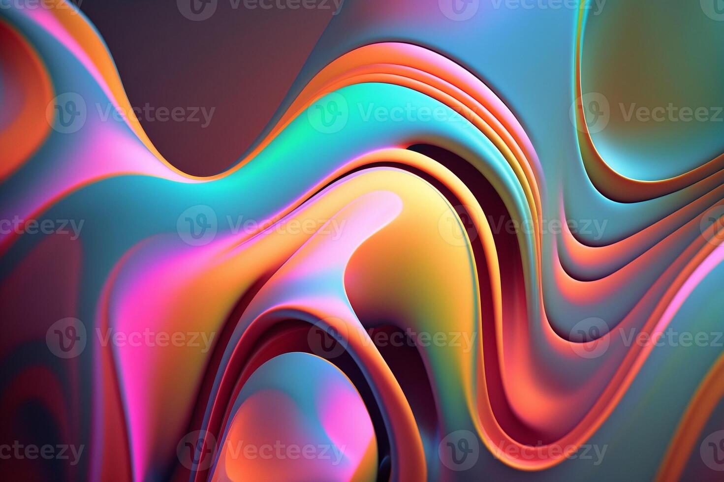 Iridescent holographic colorful undulatory liquid fluid abstract background. photo