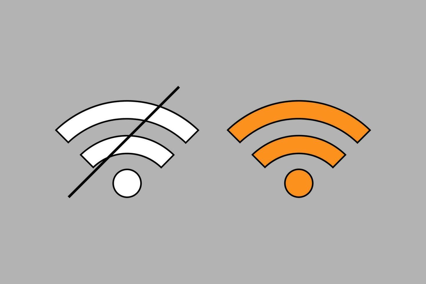 Wi-fi icon, symbol, wireless connection, without internet access, vector illustration