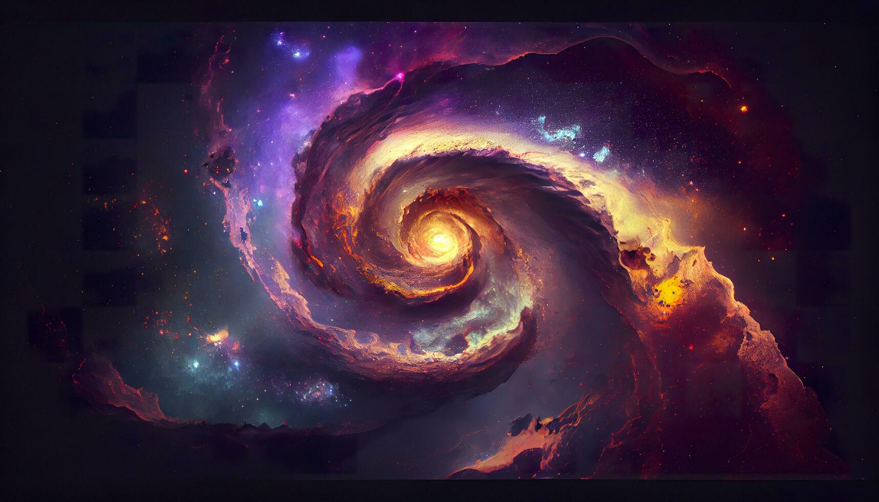 A view from space to a spiral galaxy and stars. Universe filled with stars, nebula and galaxy,. Elements of this image furnished by NASA, generat ai photo