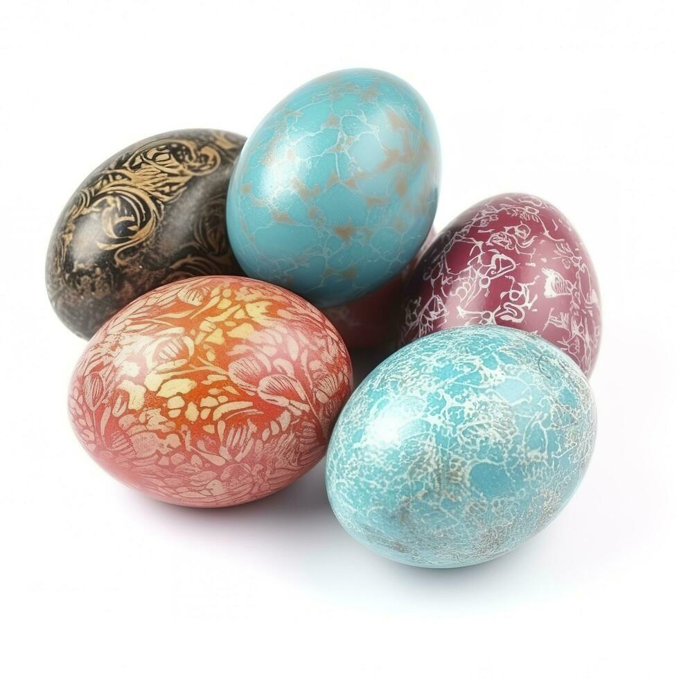 easter eggs isolated on white background, generate ai photo