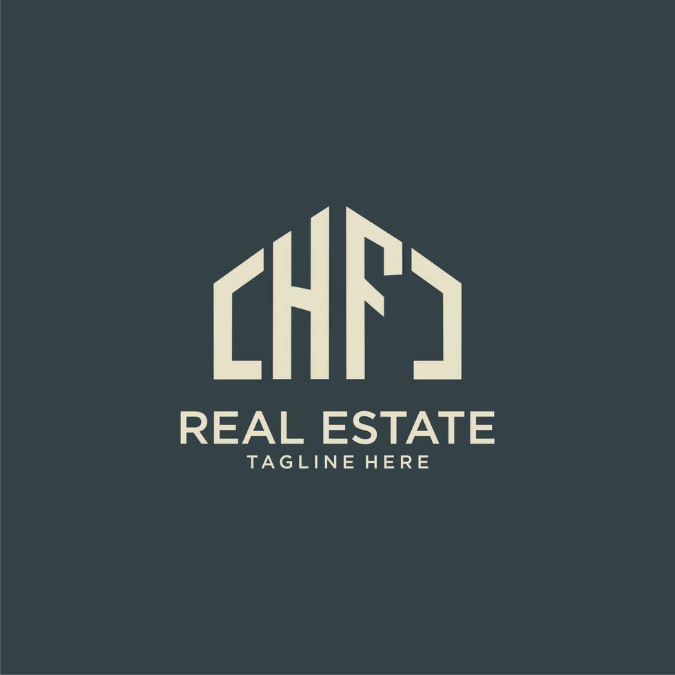 HF initial monogram logo for real estate design vector