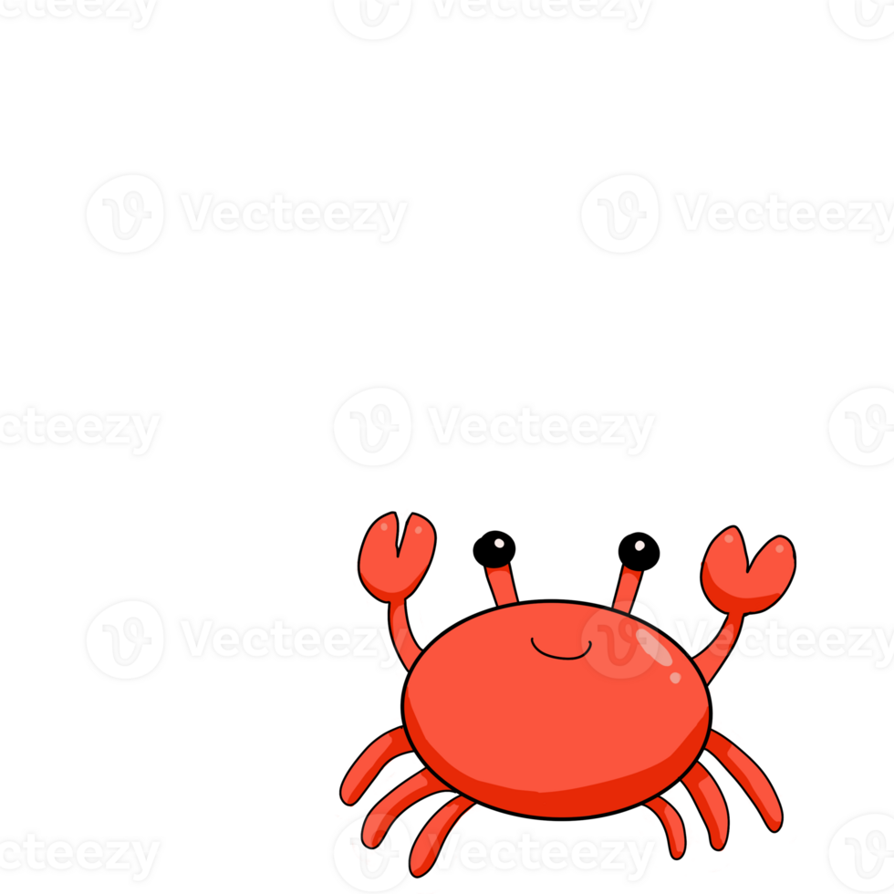 Cute crab doodle art png