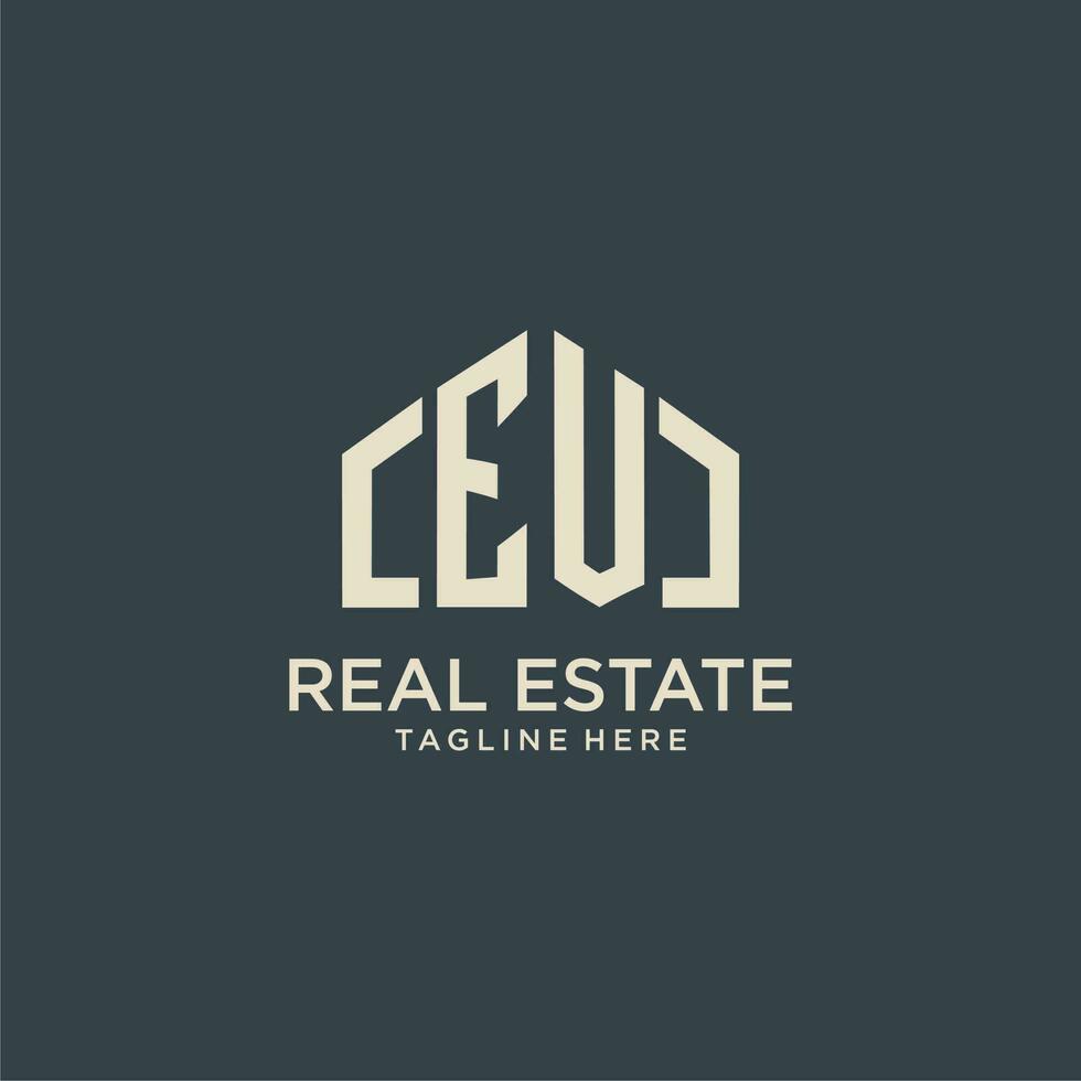 EV initial monogram logo for real estate design vector