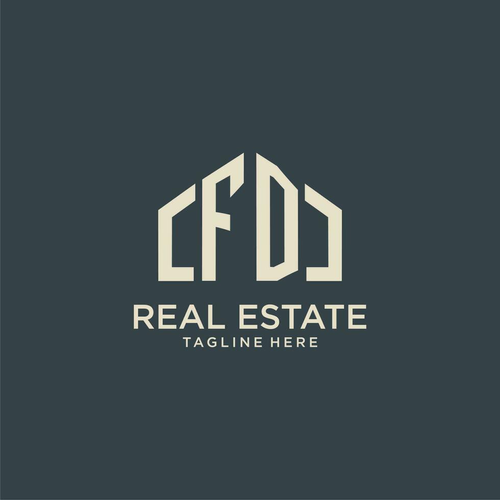 FD initial monogram logo for real estate design vector