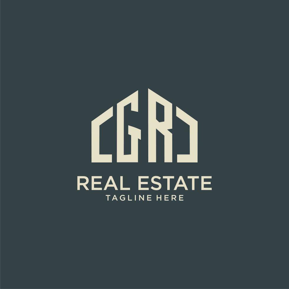 GR initial monogram logo for real estate design vector