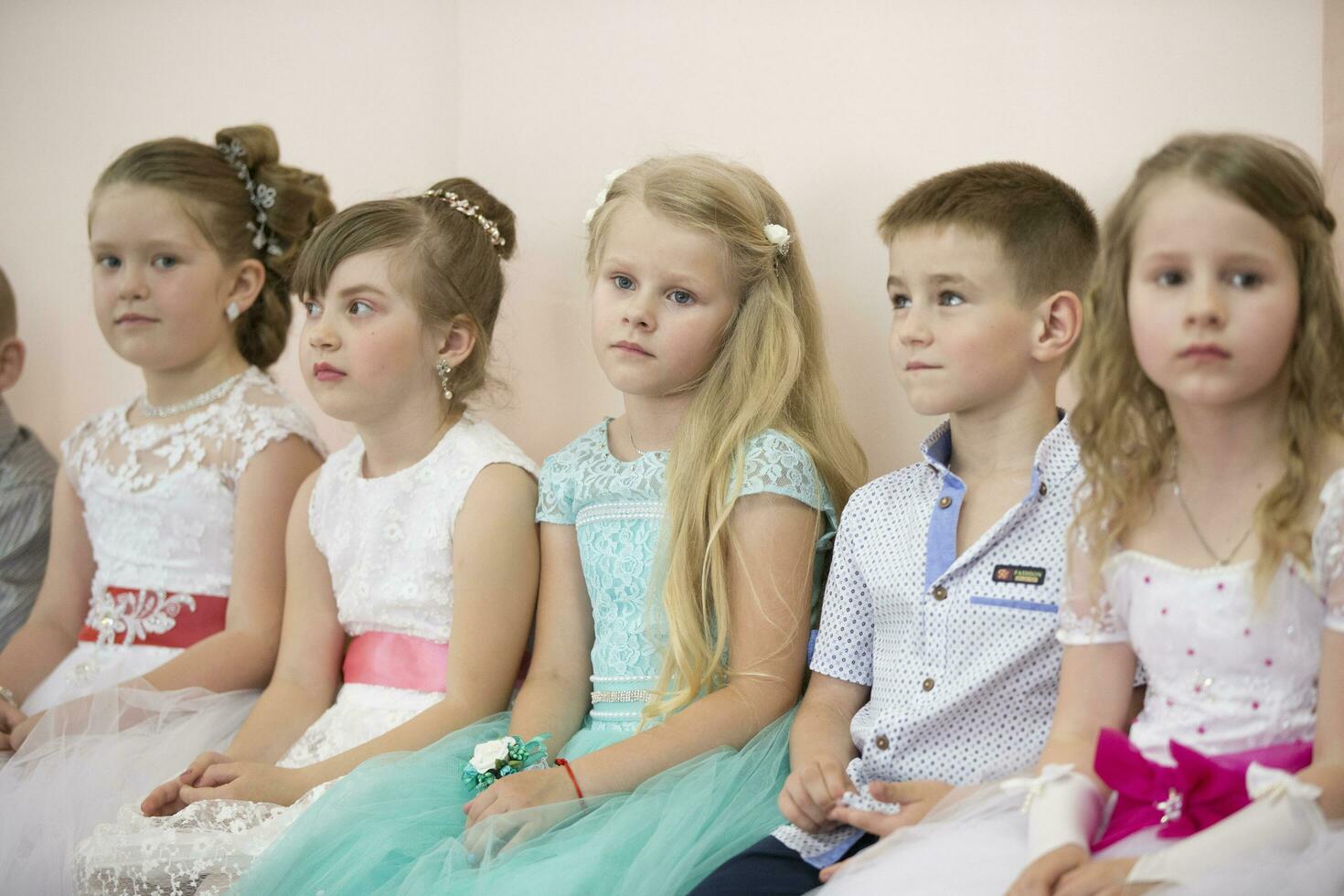 A group of children from kindergarten at the matinee. photo