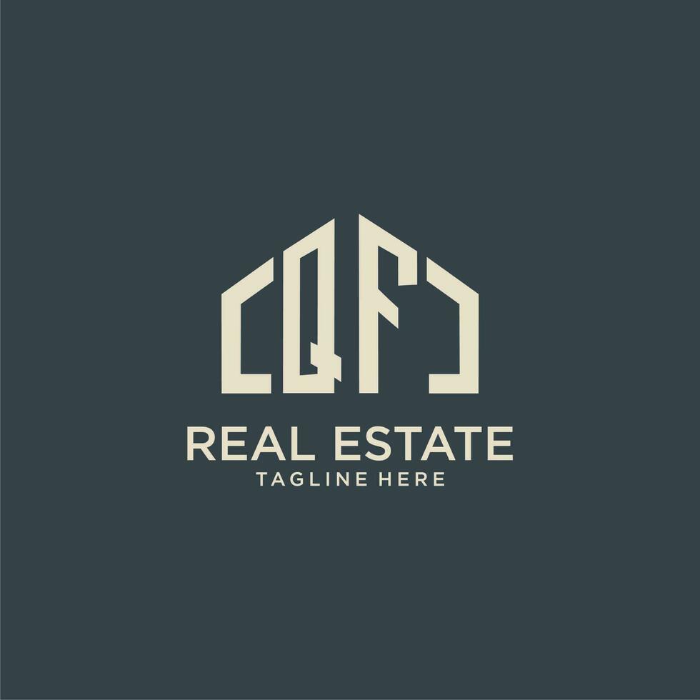 QF initial monogram logo for real estate design vector