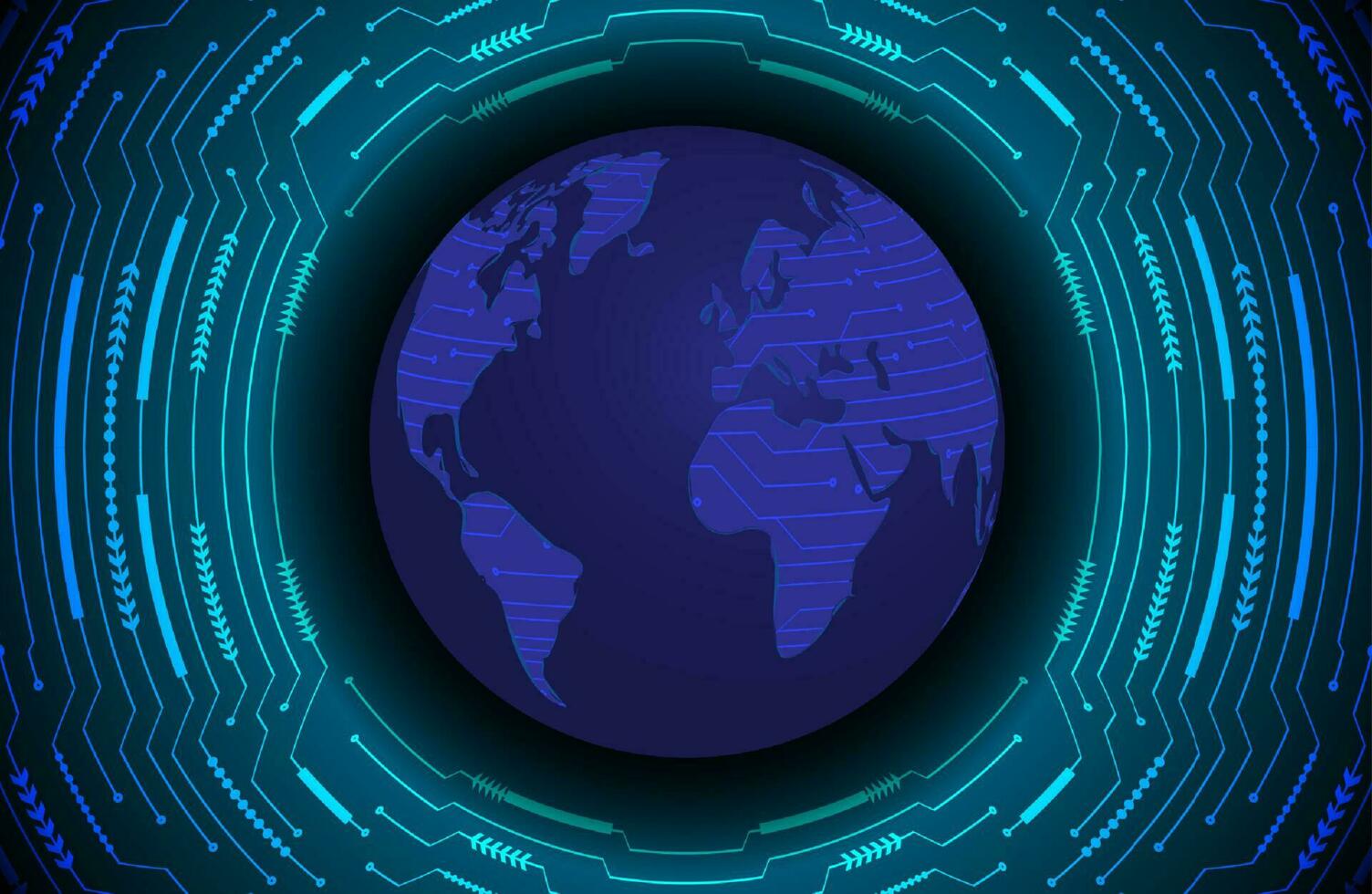 Modern Holographic Globe on Technology Background vector