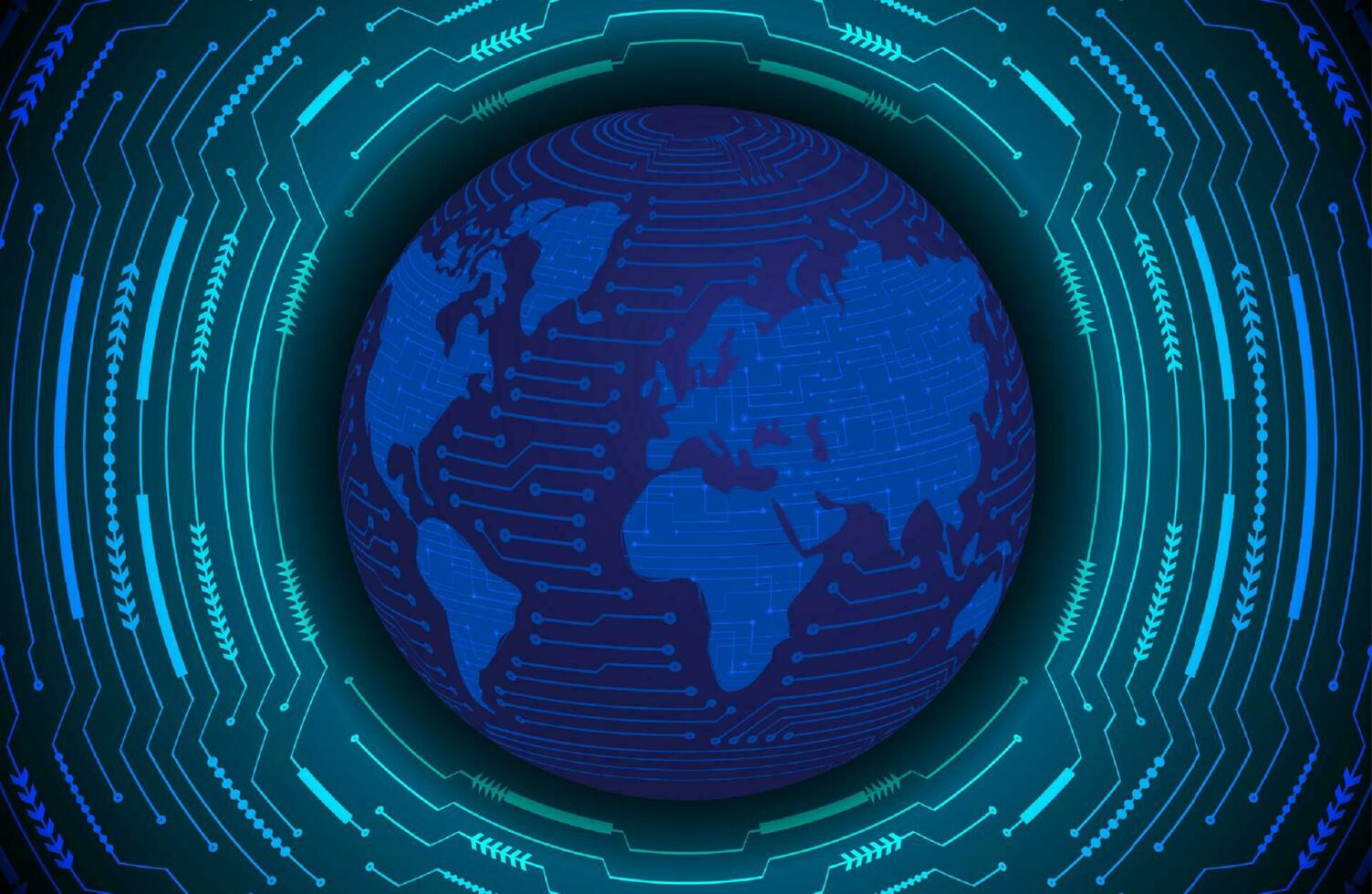 Modern Holographic Globe on Technology Background vector