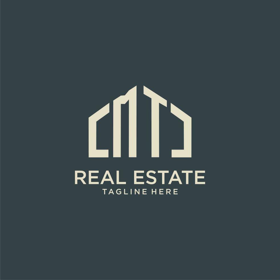 MT initial monogram logo for real estate design vector