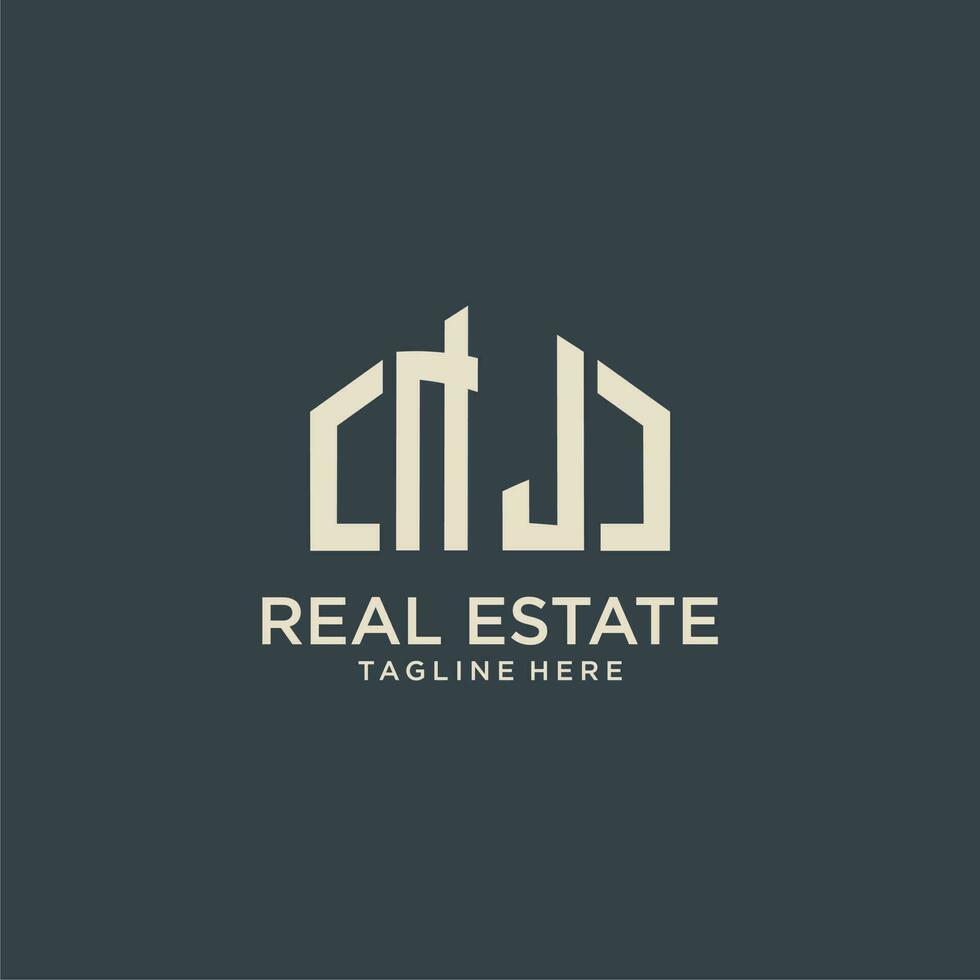 NJ initial monogram logo for real estate design vector