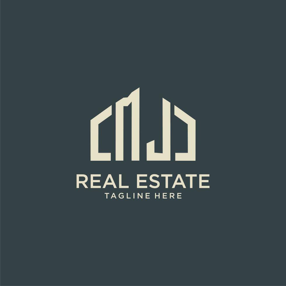 MJ initial monogram logo for real estate design vector