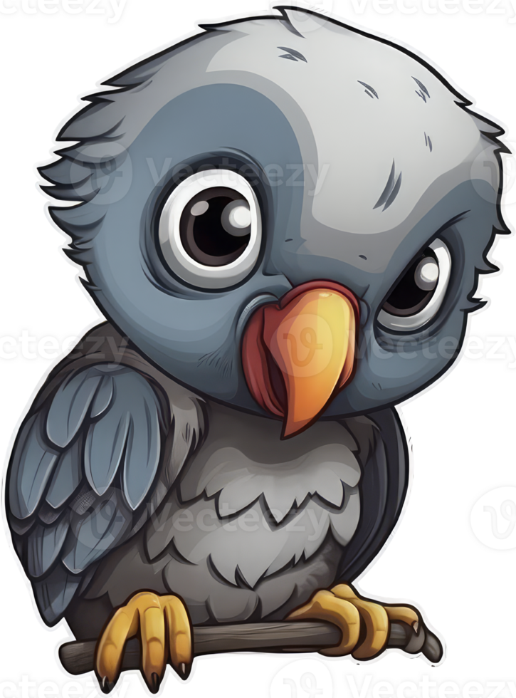 Funny and cute bird transparency sticker, African Grey Parrot. . png
