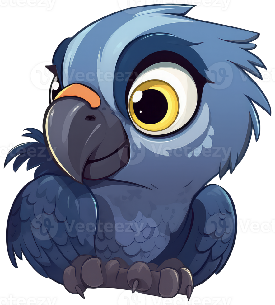 Funny and cute bird transparency sticker, Hyacinth Macaw. . png