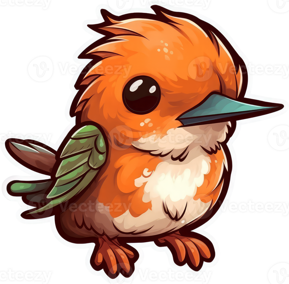 Funny and cute bird transparency sticker, Rufous Hummingbird. . png