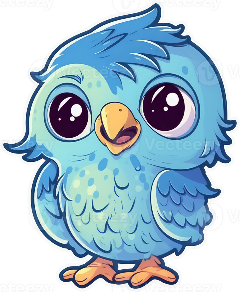 Free Funny and cute bird transparency sticker, Indian Roller. AI