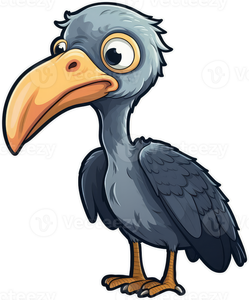 Funny and cute bird transparency sticker, Shoebill Stork. . png
