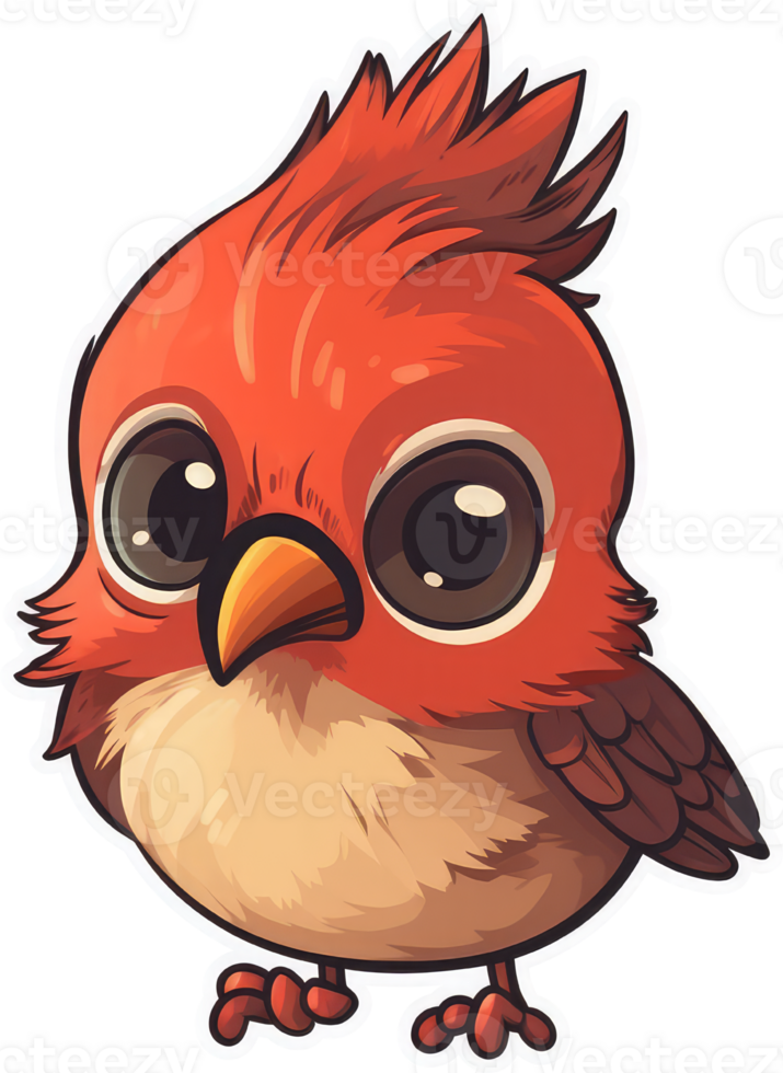 Funny and cute bird transparency sticker, Northern Cardinal. . png