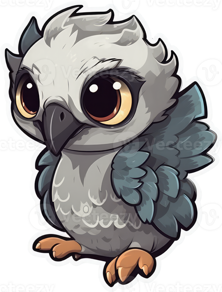 Funny and cute bird transparency sticker, Harpy Eagle. . png