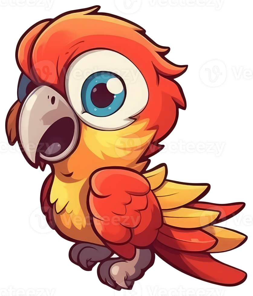 Funny and cute bird transparency sticker, Scarlet Macaw. . png
