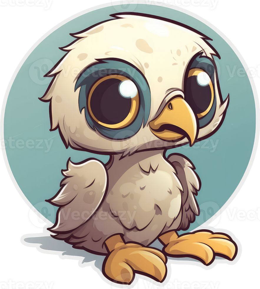 Funny and cute bird transparency sticker, Bald Eagle. . png