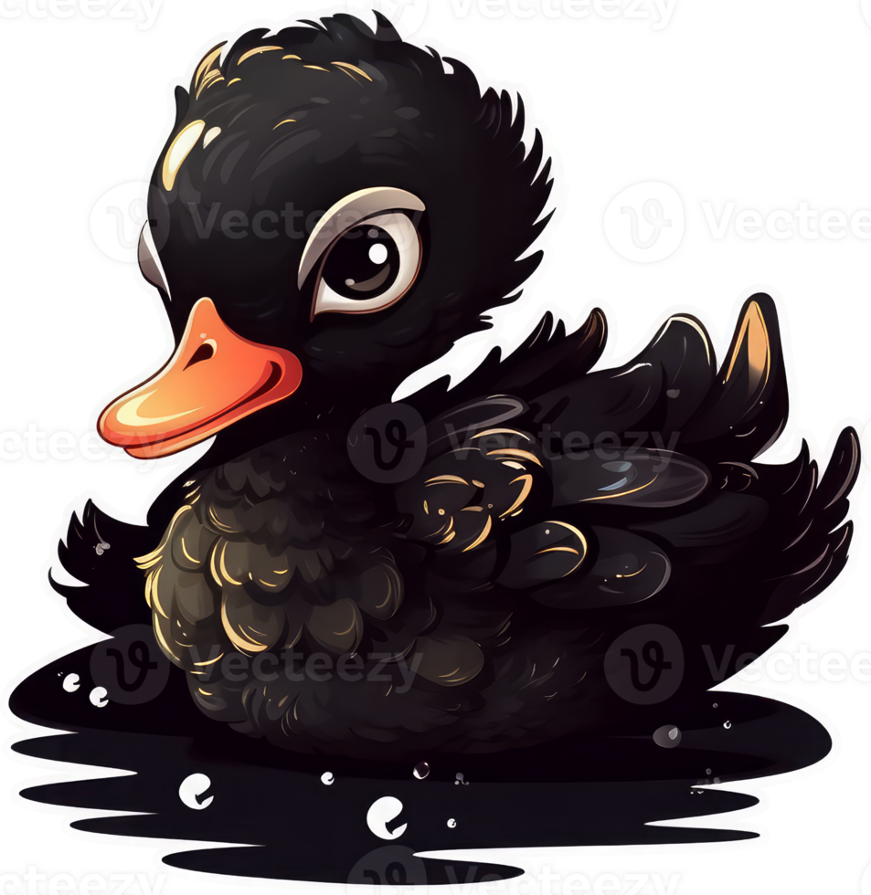 Funny and cute bird transparency sticker, Black Swan. . png