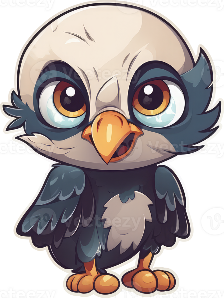 Funny and cute bird transparency sticker, Bald Eagle. . png