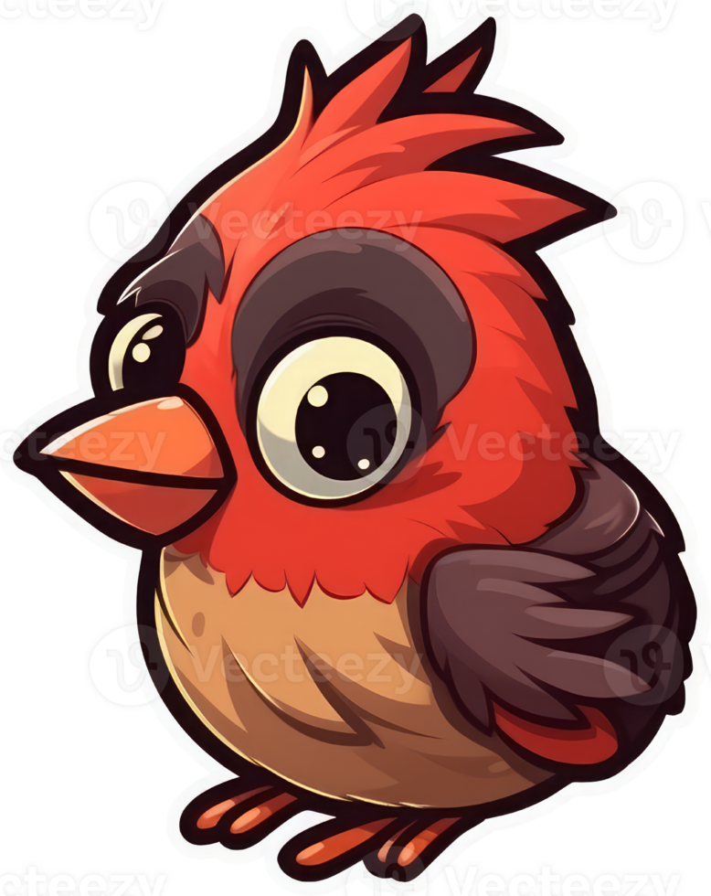 Funny and cute bird transparency sticker, Northern Cardinal. . png