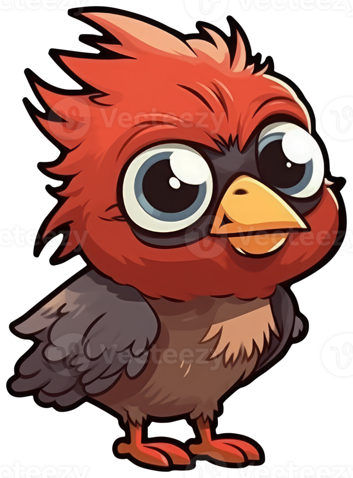Funny and cute bird transparency sticker, Northern Cardinal. . png