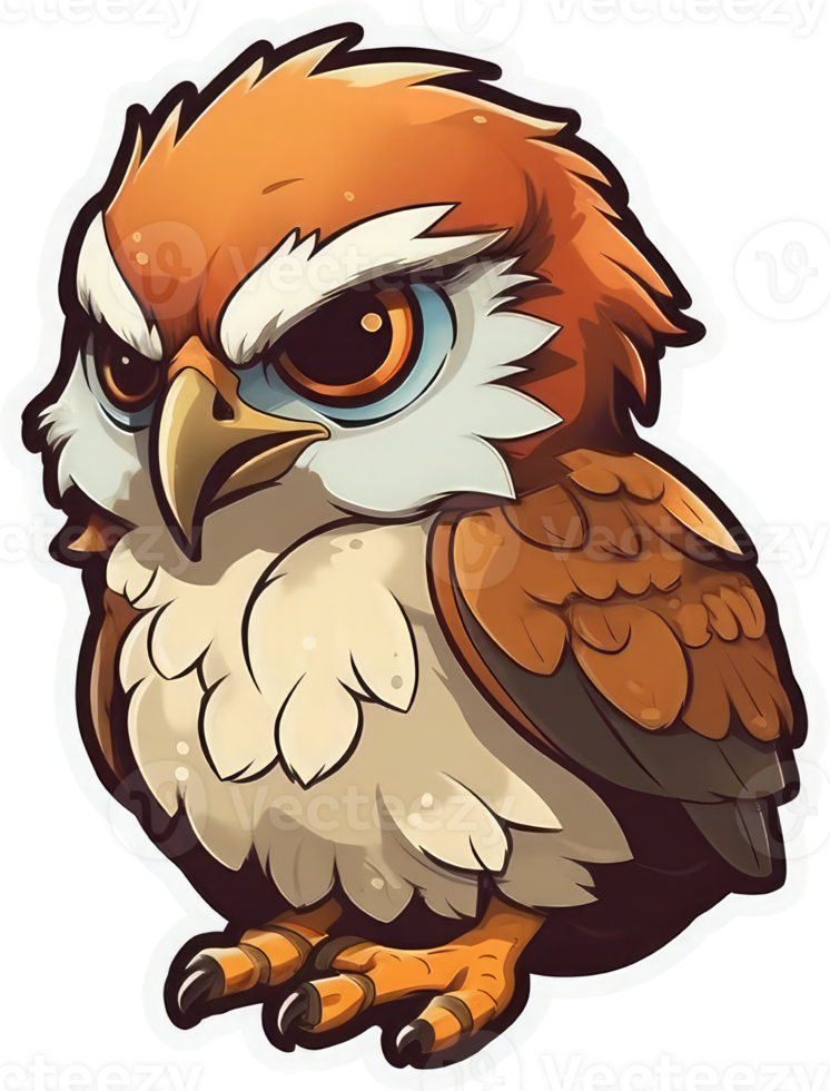 gracioso y linda pájaro transparencia pegatina, cola roja halcón. ai generativo. png
