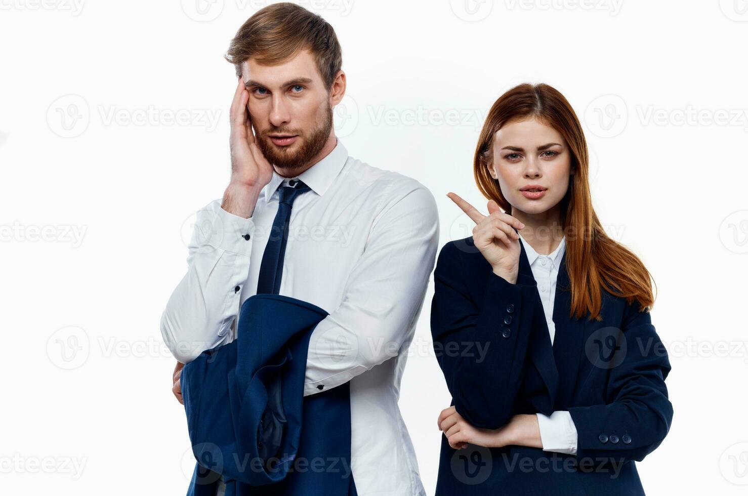 man and woman work colleagues officials professional office photo