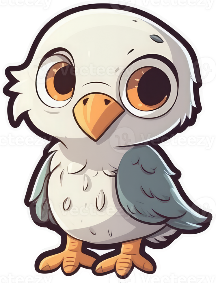 Funny and cute bird transparency sticker, Bald Eagle. . png