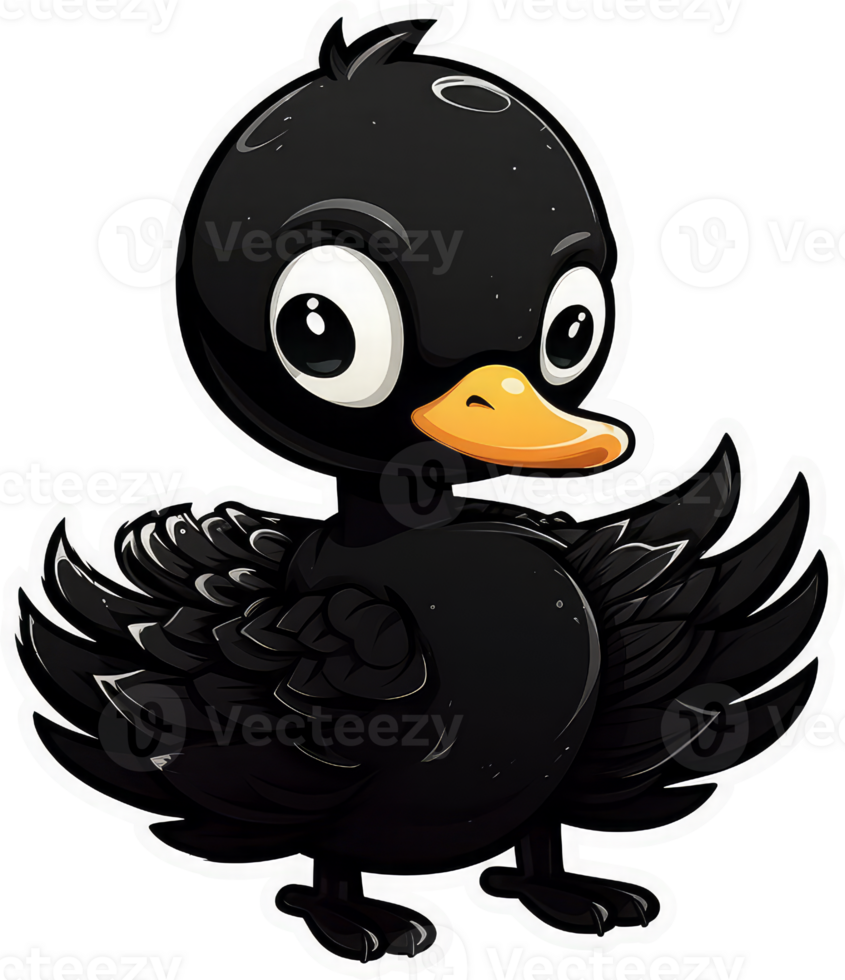 Funny and cute bird transparency sticker, Black Swan. . png