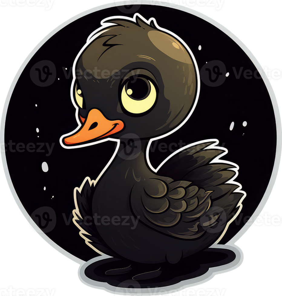 Funny and cute bird transparency sticker, Black Swan. . png