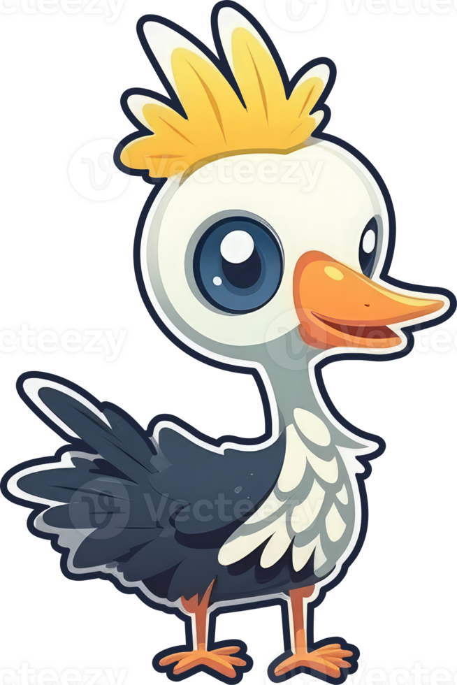 Funny and cute bird transparency sticker, Crowned Crane. . png