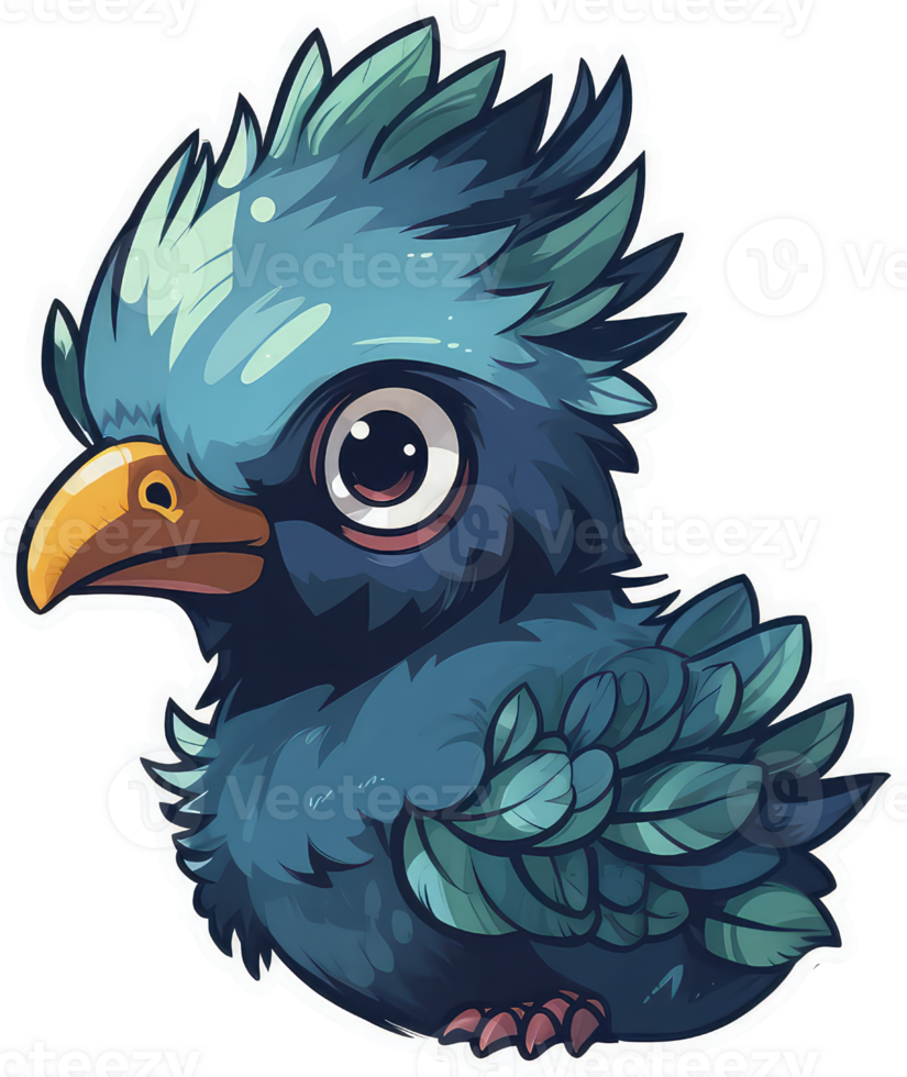 Funny and cute bird transparency sticker, Victoria Crowned Pigeon. . png