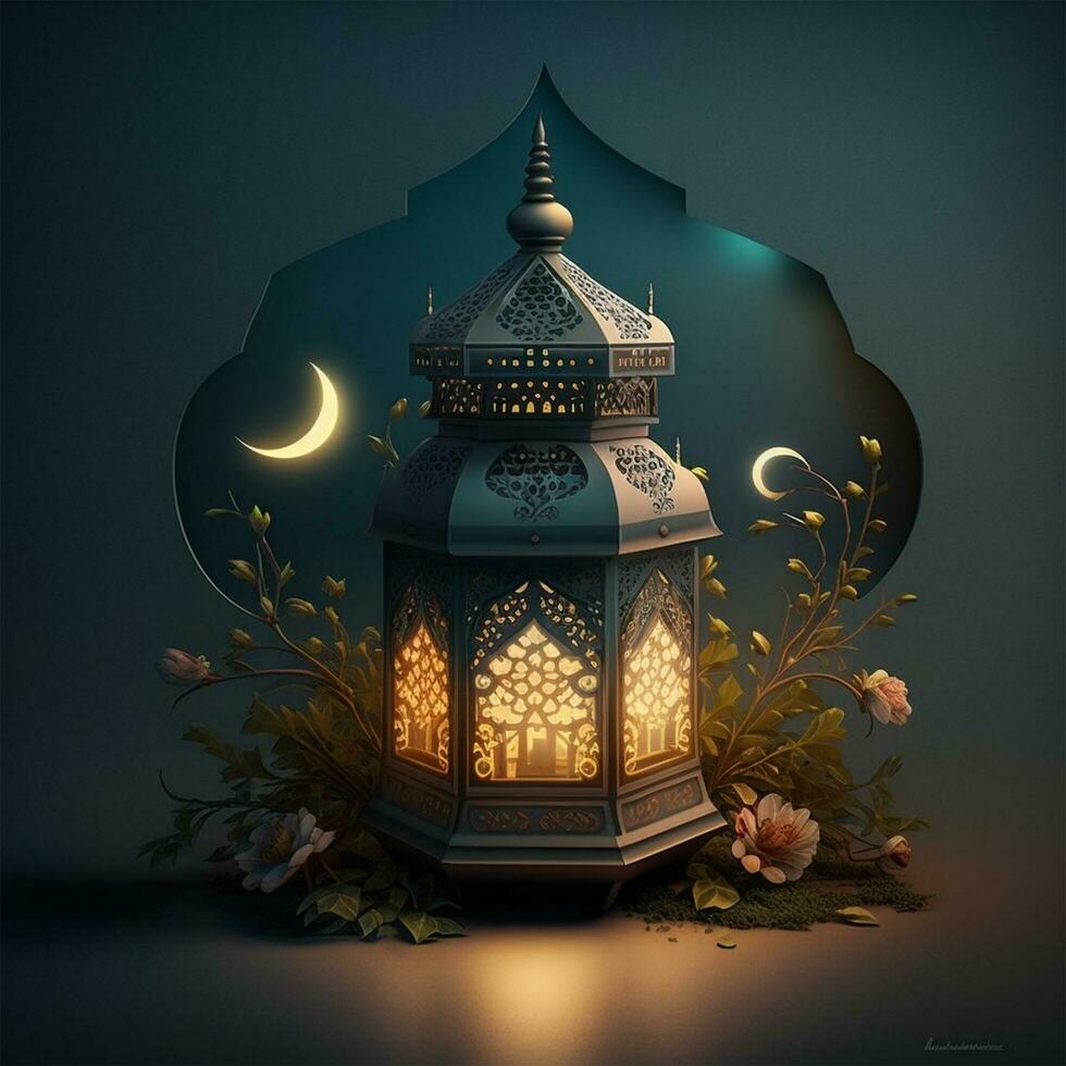 Arabic Islamic Background with Mosque and Ramadan Background photo
