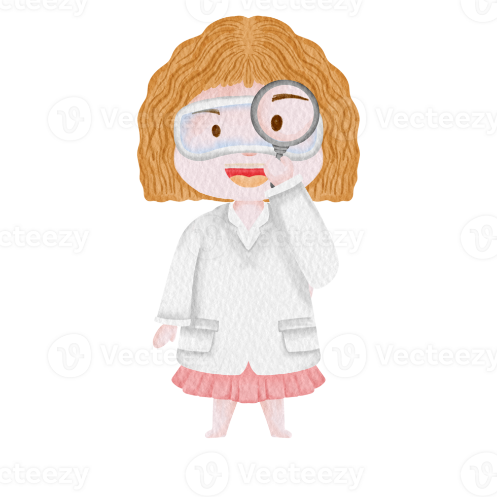 watercolor Scientists girl png