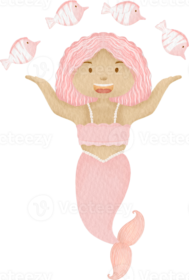 Mermaid watercolor cartoon png
