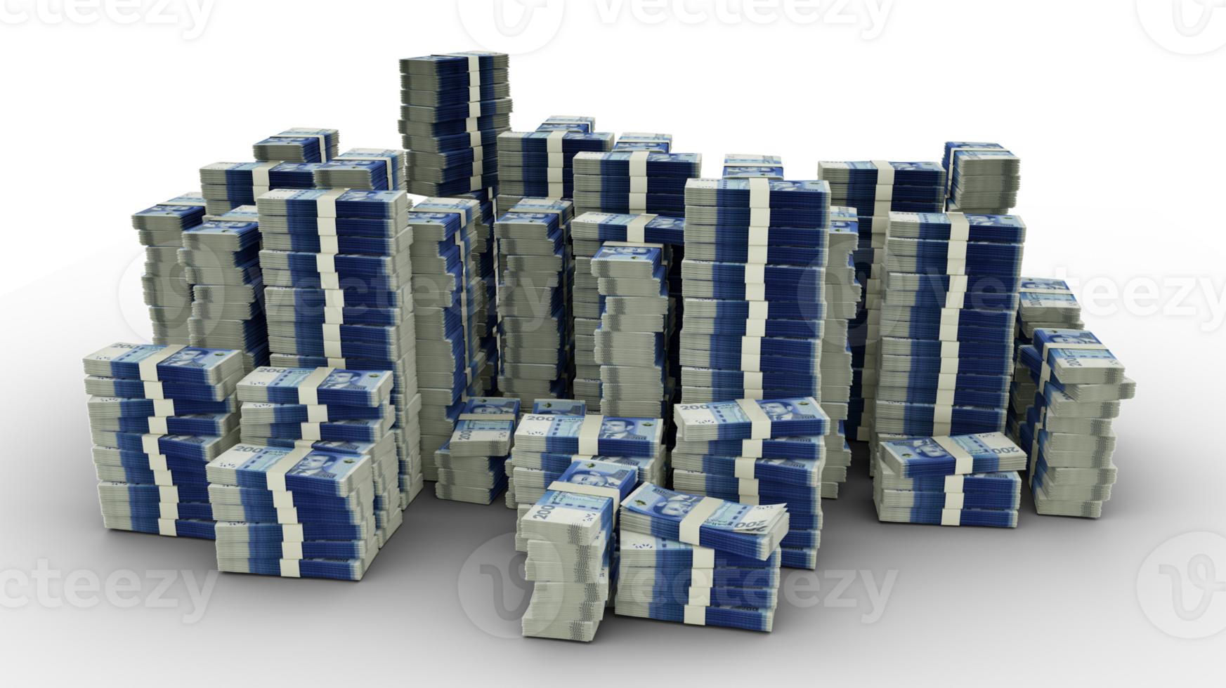 Big stack of Moroccan Dirham notes. A lot of money isolated on transparent background. 3d rendering of bundles of cash png