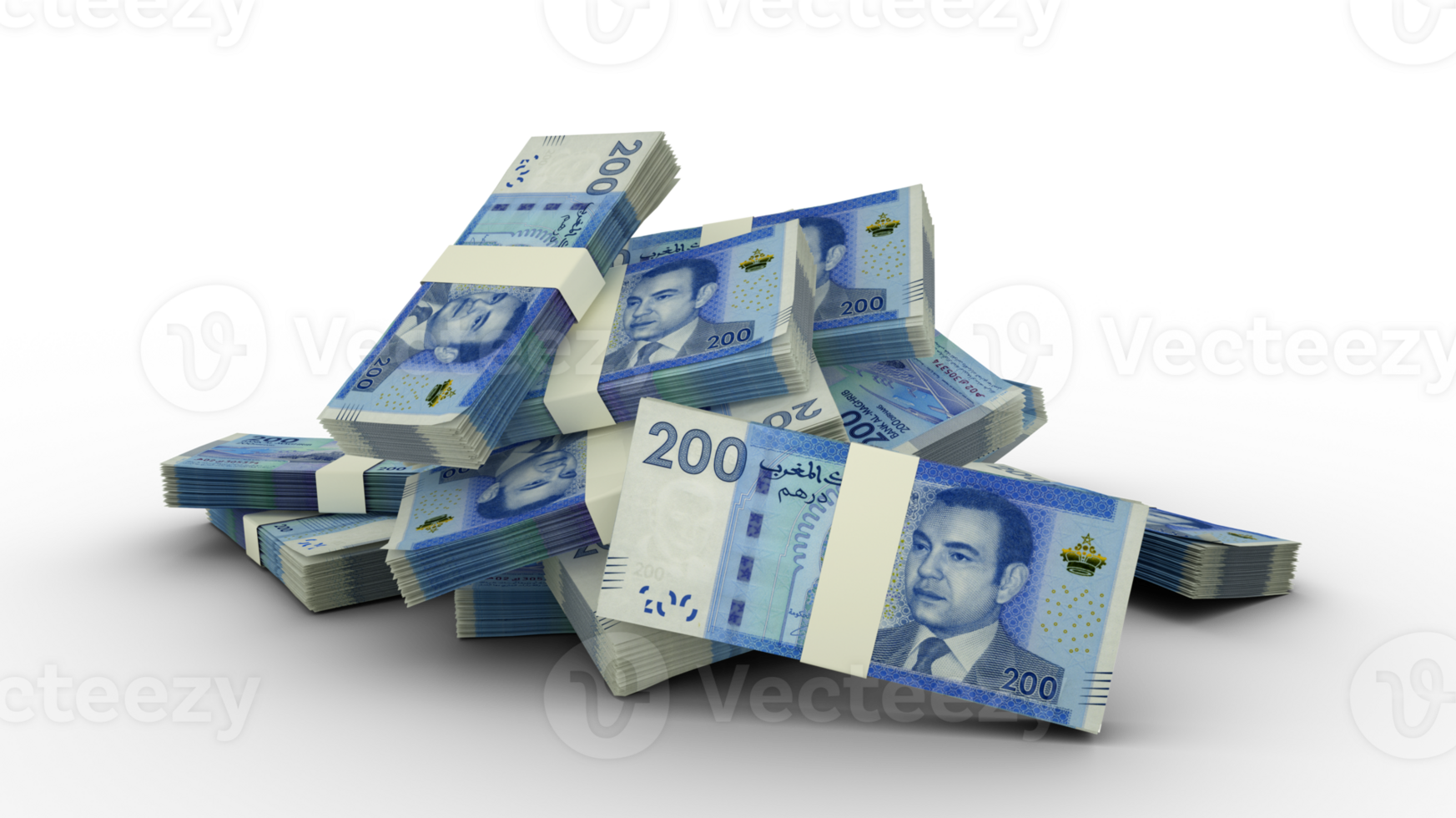 3D Stack of Moroccan Dirham notes png