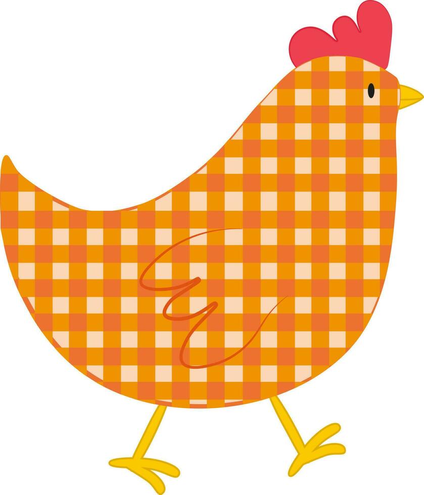 vector ilustración de naranja a cuadros pollo personaje en dibujos animados Clásico estilo para Pascua de Resurrección tela diseño