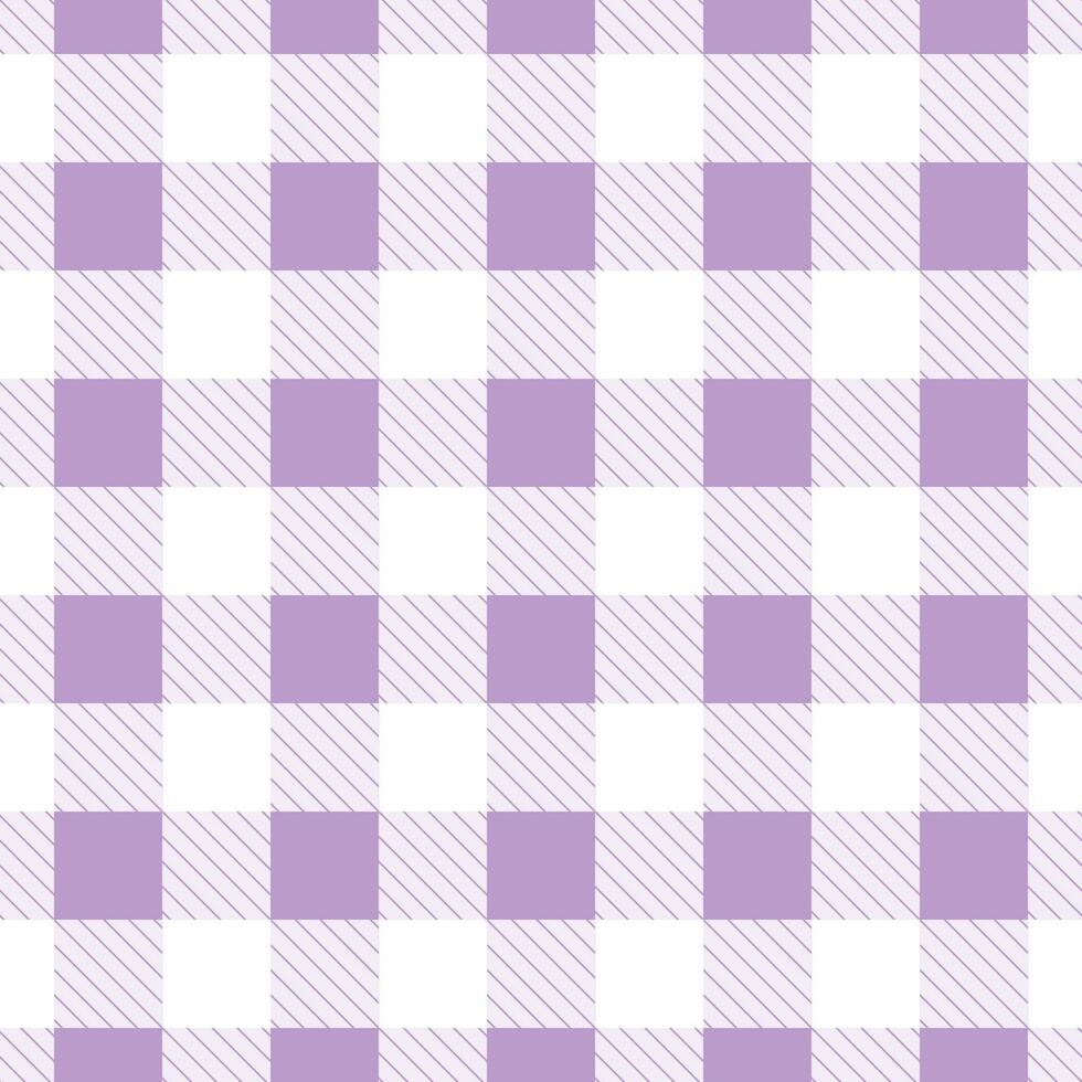 Vector seamless pattern with gingham check in lilac and white colours for fabric and textile design