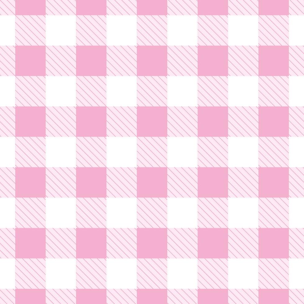 Vector seamless pattern with gingham check in pink and white colours for fabric and textile design