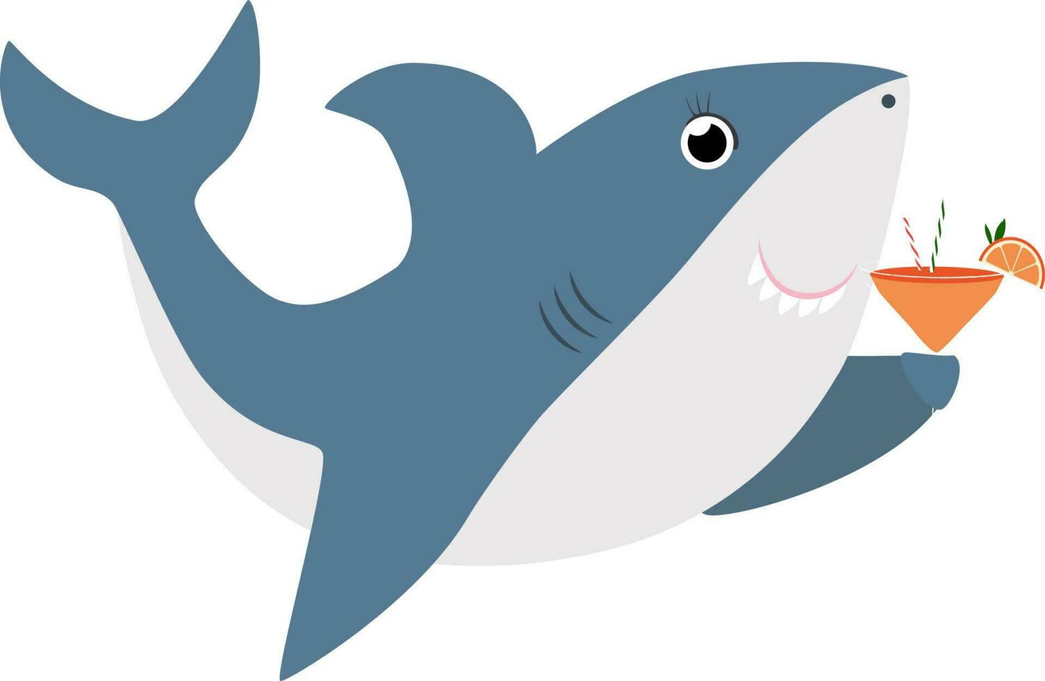 vector ilustración de tiburón personaje con aperol cóctel en dibujos animados estilo
