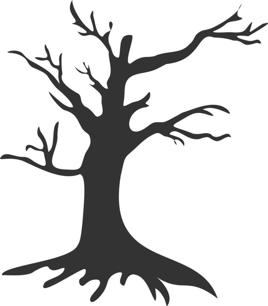 vector ilustración de antiguo seco árbol silueta en dibujos animados estilo para Víspera de Todos los Santos diseño