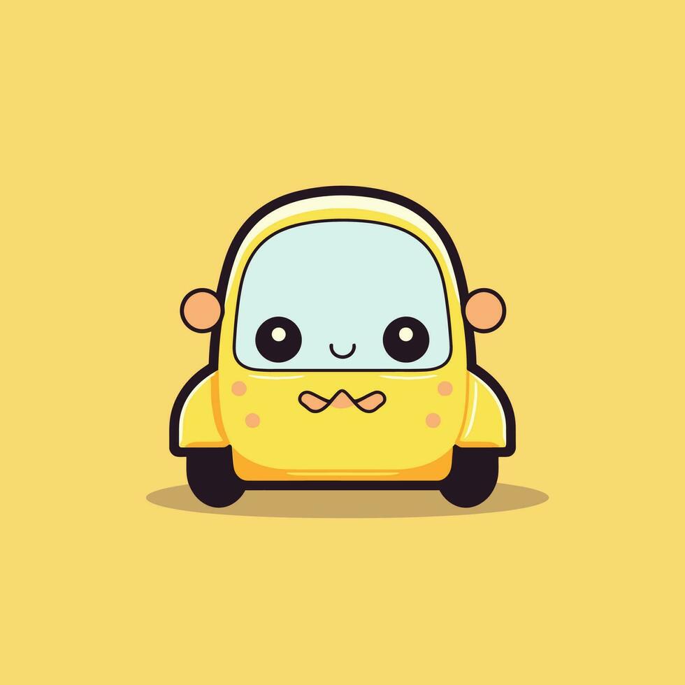 linda kawaii coche chibi mascota vector dibujos animados estilo