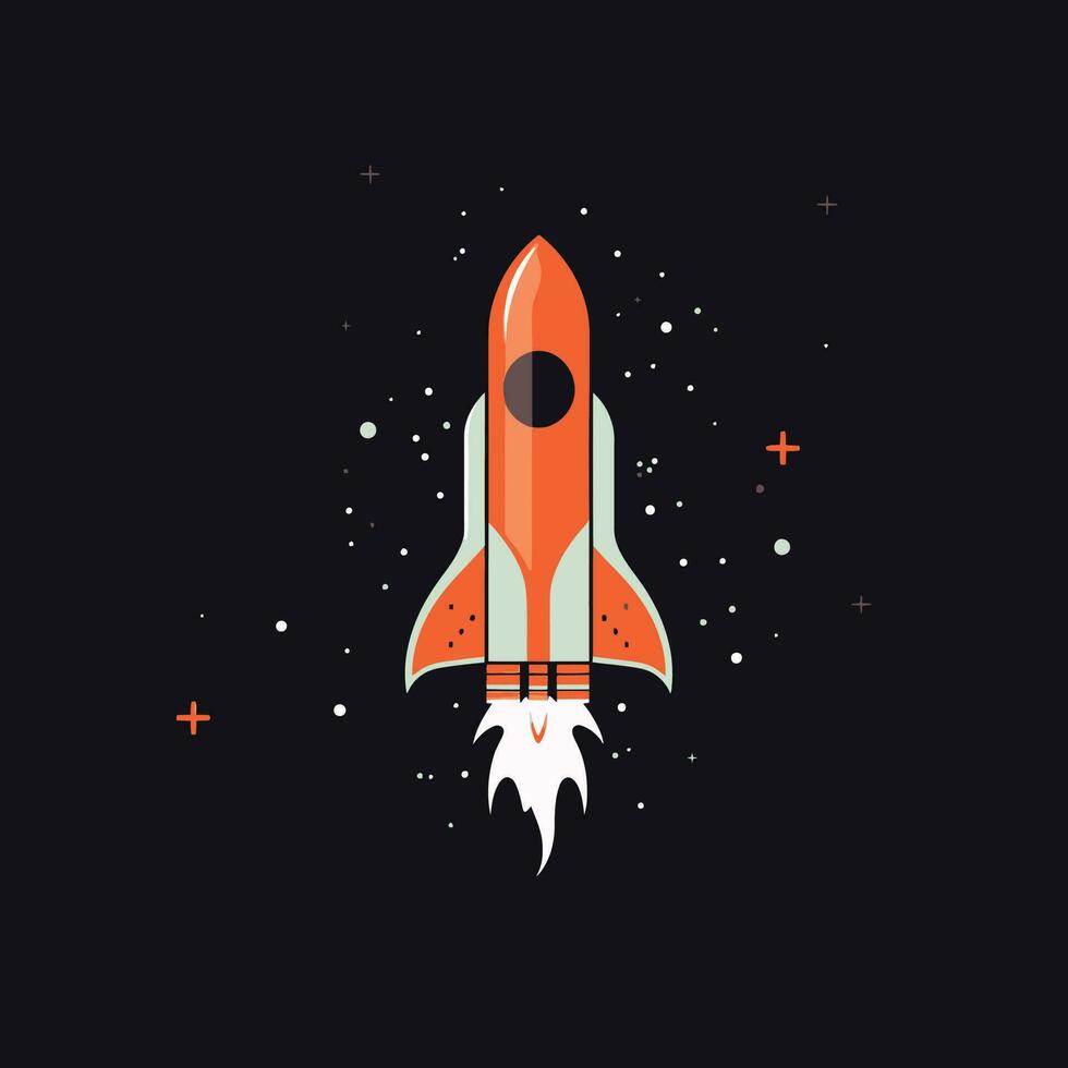 Spacecraft rocket vector cartoon flat style