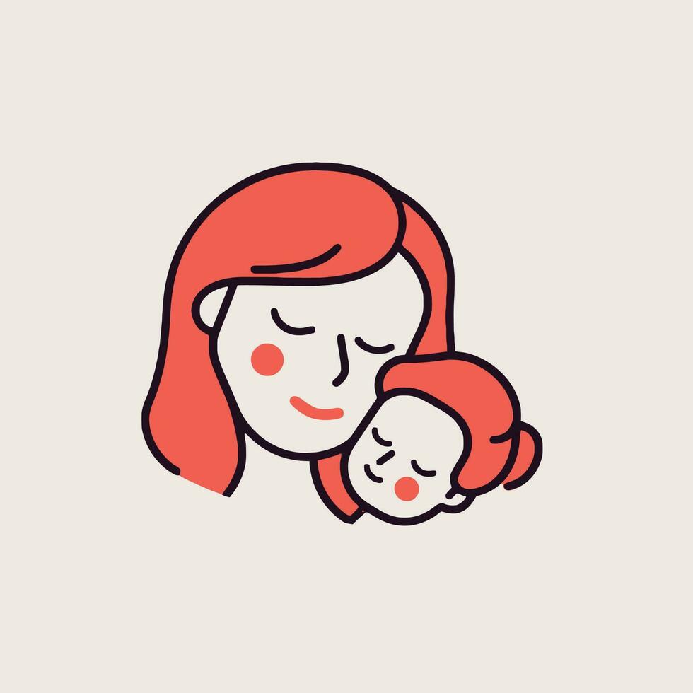 vector ilustración de madre participación bebé hijo en brazos. contento de la madre día saludo tarjeta.